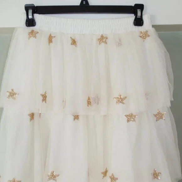 NWT Altar’d State Stars Tulle Tiered Ruffle Midi Fellyn Ballerina Skirt Sz M - Picture 5 of 15